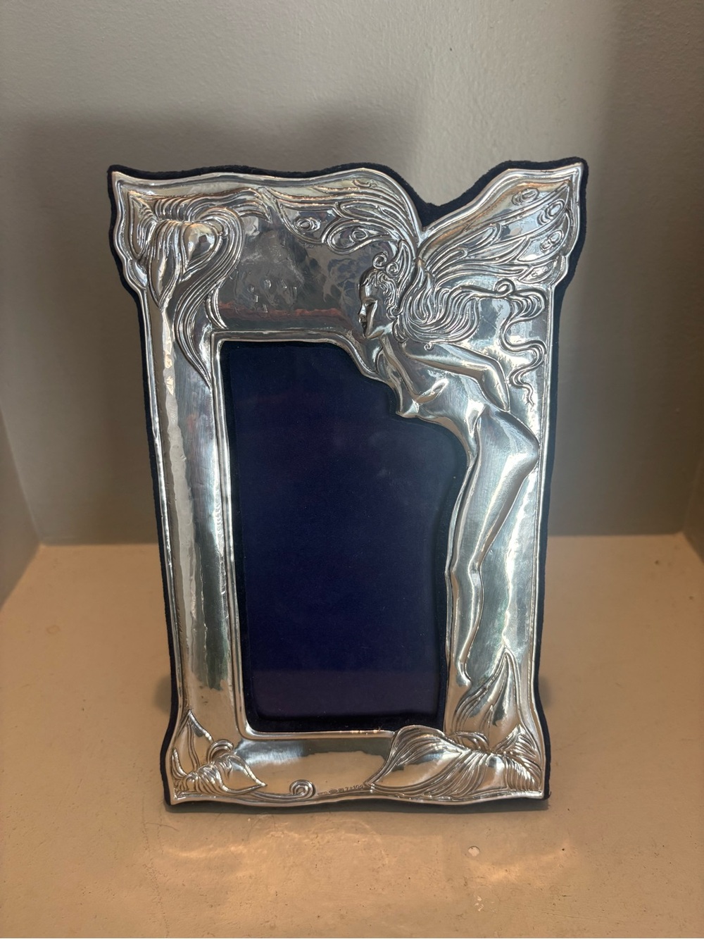 Whismy Sterling Silver Fairy Art nouveau Embossed Picture Frame-Italian stamped